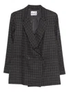 Niū Double-breasted Check Blazer In Black
