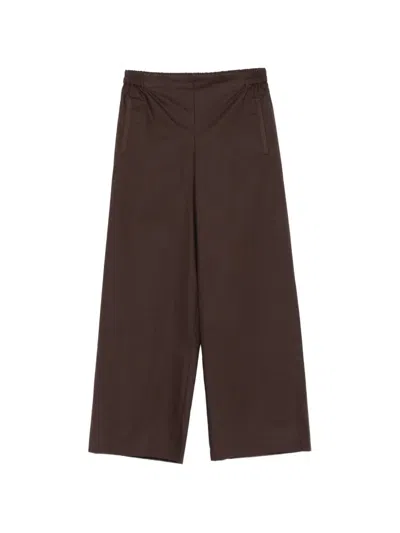 Niū Elasticated-waistband Wide-leg Trousers In Brown