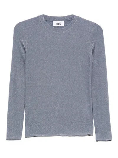 Niū Glitter Crew-neck T-shirt In Gray