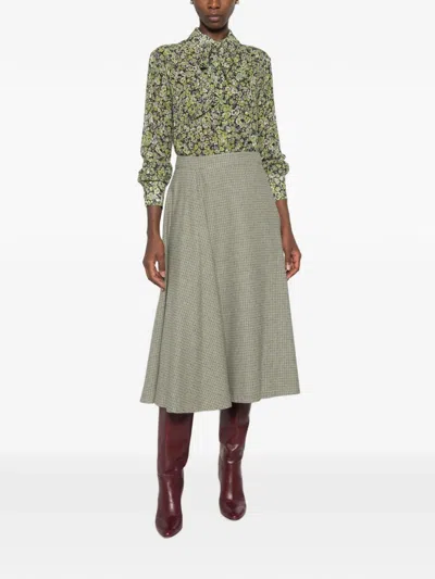 Niū Houndstooth-pattern A-line Midi Skirt In Gray