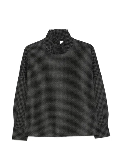 Niū Houndstooth-pattern High-neck Top In Black