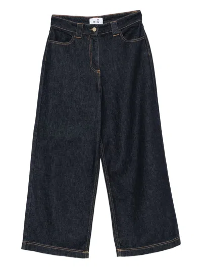 Niū Indaco High-waisted Wide-leg Jeans In Blue