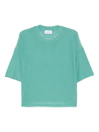 Niū Metallic Short-sleeve T-shirt In Green