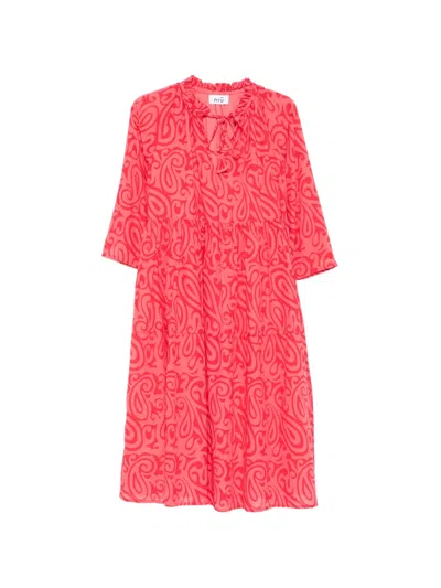 Niū Paisley-print Tiered Midi Dress In Red