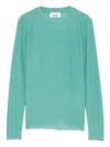 Niū Round Neck Glitter Top In Green