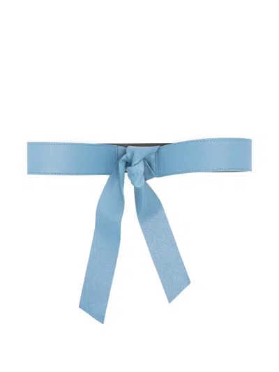 Niū Self-tie Leather Belt In Blue