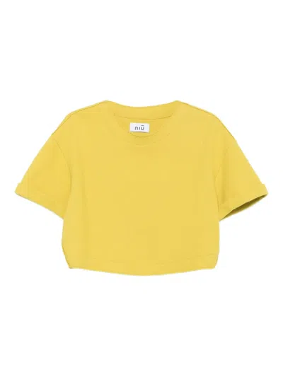 Niū Short Sleeve Cropped T-shirt In Yellow
