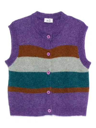Niū Stripe Sleeveless Gilet In Purple