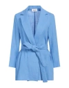 Niū Woman Blazer Azure Size Xl Linen, Cotton In Blue