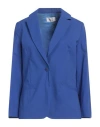 Niū Woman Blazer Bright Blue Size M Cotton, Elastane
