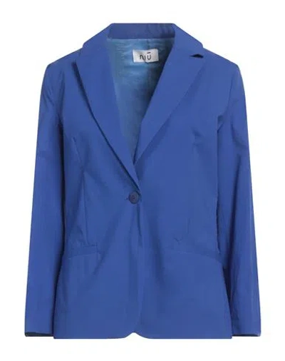 Niū Woman Blazer Bright Blue Size M Cotton, Elastane In Blue