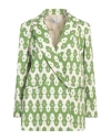 Niū Woman Jacket Green Size L Cotton, Elastane In Green