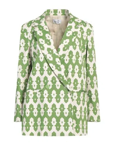NIŪ NIŪ WOMAN BLAZER GREEN SIZE L COTTON, ELASTANE