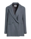 Niū Woman Blazer Grey Size M Polyester, Viscose, Wool, Elastane In Blue
