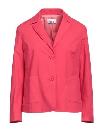Niū Woman Blazer Magenta Size M Cotton, Elastane