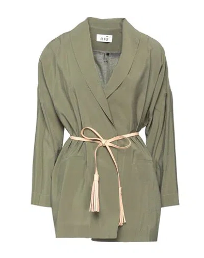 Niū Woman Blazer Military Green Size S Viscose, Polyamide
