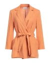 Niū Woman Blazer Orange Size M Linen, Cotton In Orange