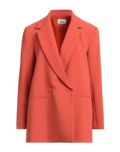 Niū Woman Blazer Orange Size S Polyester, Viscose, Elastane