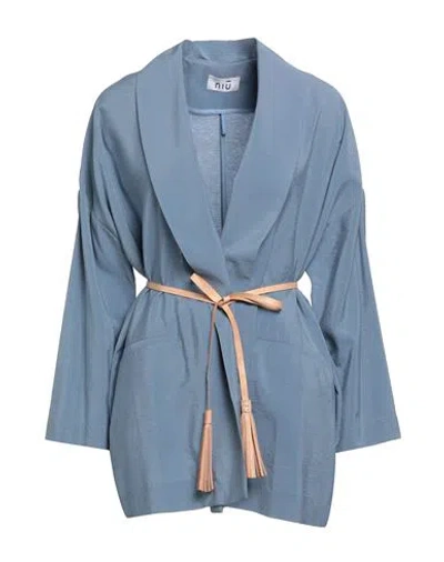 Niū Woman Blazer Pastel Blue Size M Viscose, Polyamide