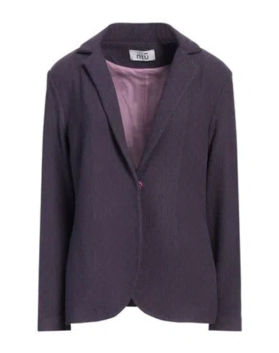 Niū Woman Blazer Purple Size M Viscose, Polyamide, Elastane, Cotton In Purple
