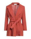 Niū Woman Blazer Rust Size L Linen, Cotton In Red