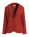 Niū Woman Blazer Rust Size M Viscose, Polyamide, Elastane, Cotton In Red