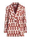 Niū Woman Blazer Rust Size Xl Cotton, Elastane In Red