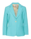 Niū Woman Blazer Turquoise Size L Polyester, Virgin Wool, Elastane In Blue