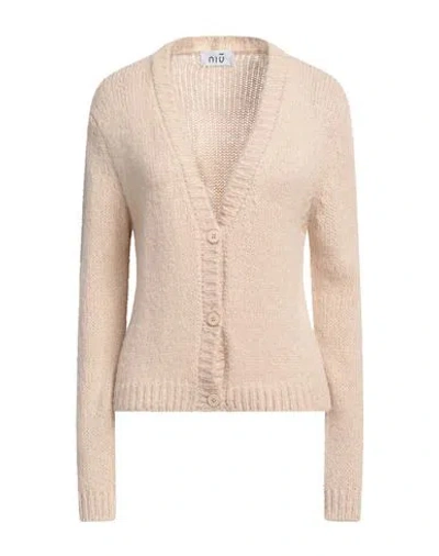Niū Woman Cardigan Beige Size L Acrylic, Polyamide, Alpaca Wool, Viscose, Metallic Polyester