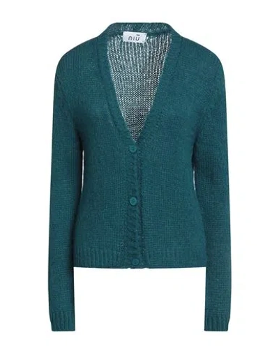Niū Woman Cardigan Deep Teal Size L Acrylic, Polyamide, Alpaca Wool, Viscose, Metallic Polyester In Green