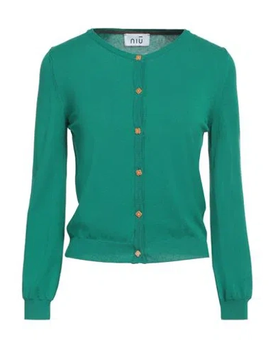 Niū Woman Cardigan Emerald Green Size L Viscose, Polyester