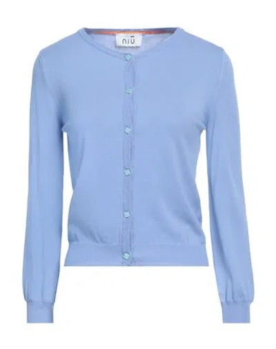 Niū Woman Cardigan Light Blue Size M Viscose, Polyester In Blue
