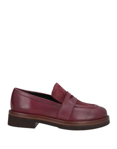 Niū Woman Loafers Burgundy Size 7 Leather In Red