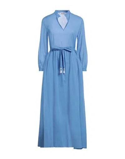 Niū Woman Maxi Dress Azure Size M Cotton In Blue