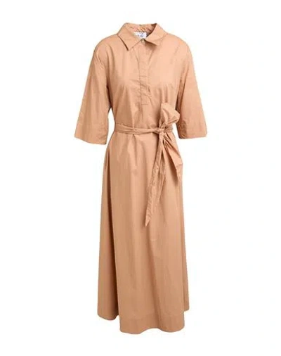 Niū Woman Maxi Dress Camel Size M Cotton In Neutral