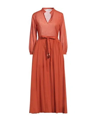 Niū Woman Maxi Dress Rust Size L Cotton In Red