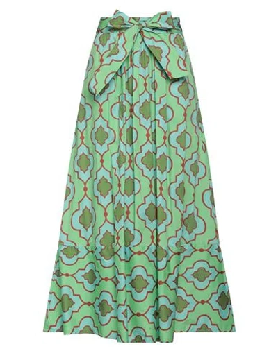 Niū Woman Maxi Skirt Lime Green Size M Cotton, Elastane