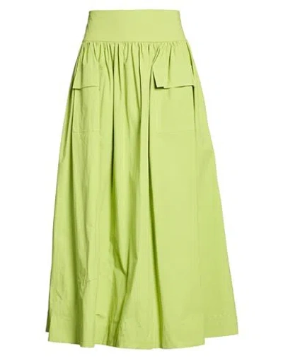 Niū Woman Maxi Skirt Lime Green Size M Cotton, Elastane