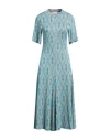 Niū Woman Midi Dress Azure Size L Viscose, Polyamide, Metallic Fiber, Elastane In Blue