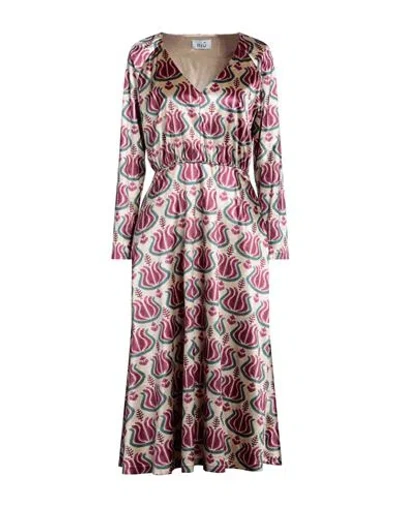 Niū Woman Midi Dress Beige Size L Acetate, Polyester