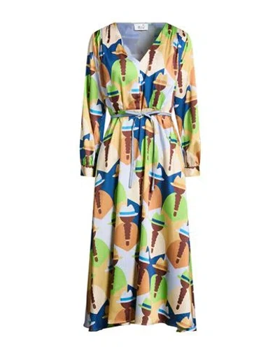 Niū Woman Midi Dress Blue Size L Polyester