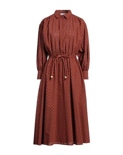 Niū Woman Midi Dress Brick Size M Cotton In Red
