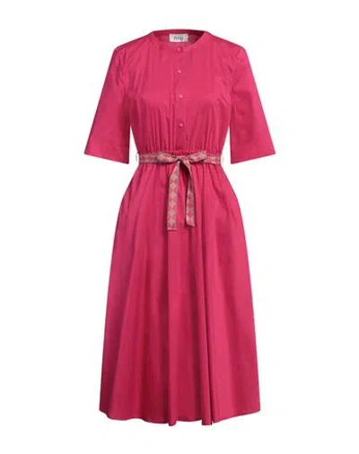 Niū Woman Midi Dress Fuchsia Size M Cotton, Polyamide, Elastane In Pink