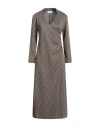 Niū Woman Midi Dress Grey Size M Viscose, Polyamide, Metal, Elastane, Modal In Gray