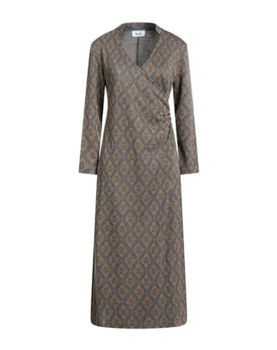 Niū Woman Midi Dress Grey Size M Viscose, Polyamide, Metal, Elastane, Modal In Gray