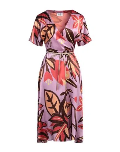 Niū Woman Midi Dress Lilac Size L Silk, Elastane In Purple