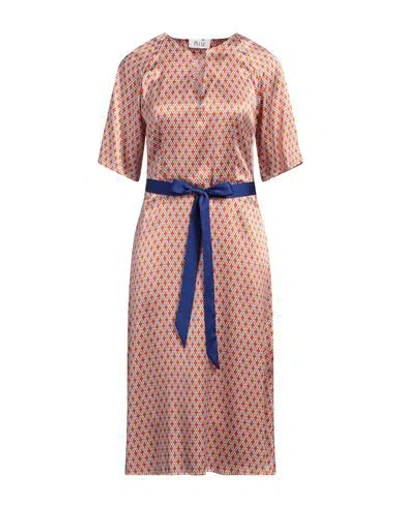 Niū Woman Midi Dress Mandarin Size L Silk, Elastane