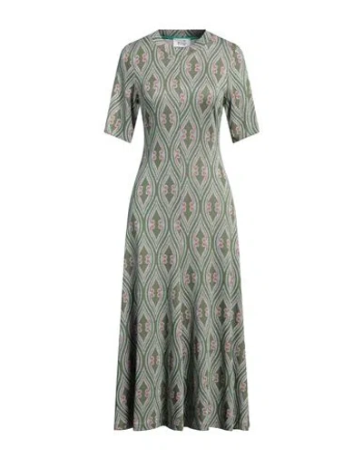 Niū Woman Midi Dress Military Green Size M Viscose, Polyamide, Metallic Fiber, Elastane