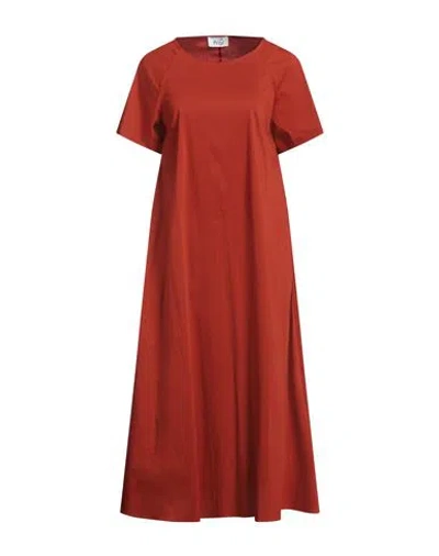 Niū Woman Midi Dress Rust Size M Cotton, Polyamide, Elastane In Red