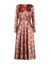 Niū Woman Midi Dress Rust Size S Acetate, Polyester In Red